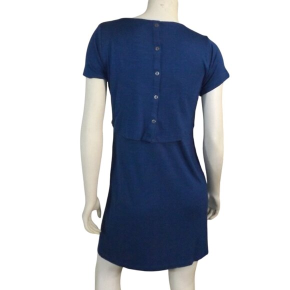 J.JILL Dress, XSP Petite, Blue, Layered, Short sleeve, Stretch, Pockets, buttons - Picture 6 of 13